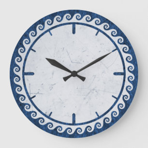 GRANDE HORLOGE RONDE STYLE GREC - MÉANDRE DANS DES FORMES DE VAGUES