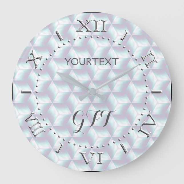 Grande Horloge Ronde Style nacré Checkered personnalisé sur a (Recto)
