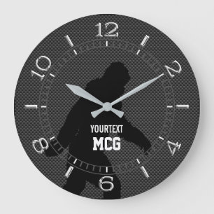 Grande Horloge Ronde Style noir personnalisé de carbone de silhouette