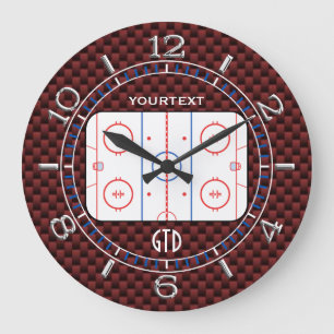 Grande Horloge Ronde Style rouge personnalisé de carbone de diagramme