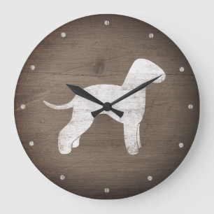 Grande Horloge Ronde Style rustique de silhouette de Bedlington Terrier