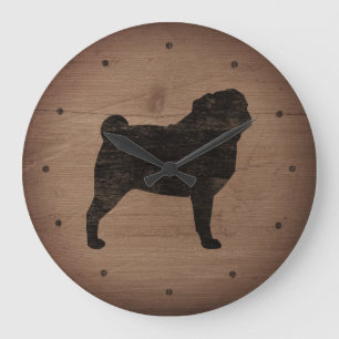 Grande Horloge Ronde Style rustique de silhouette de carlin