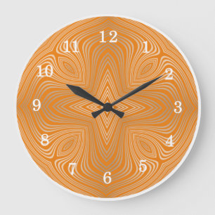 Grande Horloge Ronde Style Tangerine Orange Gold Mandala