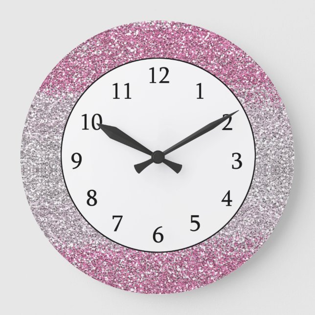 Grande Horloge Ronde Stylish Pink ombre (Recto)