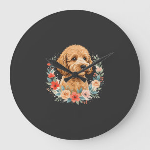 Grande Horloge Ronde Sublimation ronde de chien floral