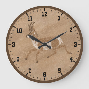 Grande Horloge Ronde Sud-Ouest Running Pronghorn Antelope Old West