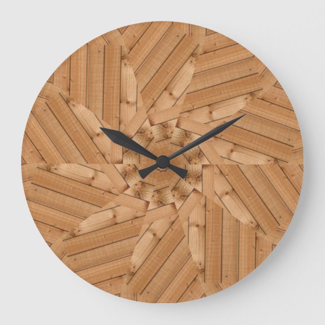Grande Horloge Ronde Sun Deck - Starburst en bois clair (Recto)