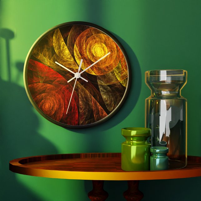 Grande Horloge Ronde Sun Flower Floral Moderne Art Motif Abstrait (Sun Flower Floral Modern Abstract Art Pattern Wall Clock)