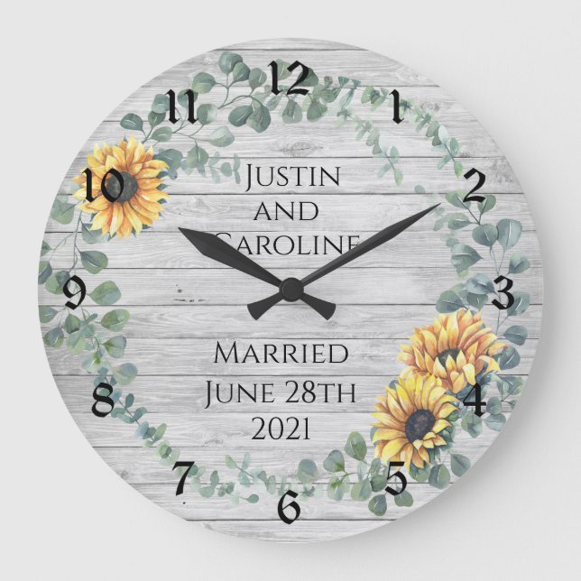 Grande Horloge Ronde Sunflower Wreath Wedding (Recto)