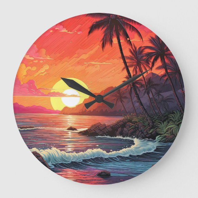 Grande Horloge Ronde Sunset Tropical Beach Paradise Island  (Recto)
