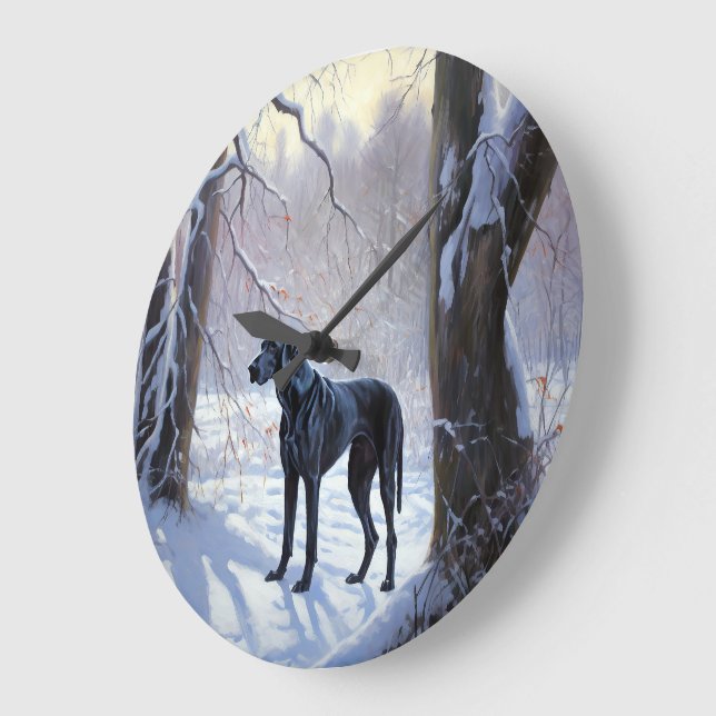 Grande Horloge Ronde Super Danse Laisser Neige Noël (Angle)