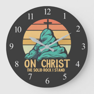 Grande Horloge Ronde Sur le Christ le Rocher Solide je se tient
