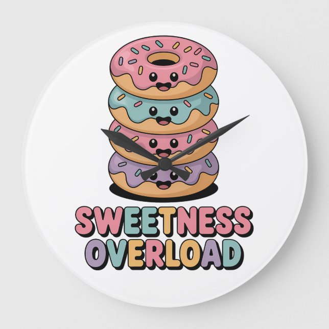 Grande Horloge Ronde Surcharge de sucrerie | Enfants Donut (Recto)