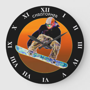 Grande Horloge Ronde Surf des neiges rougeoyant psychédélique de