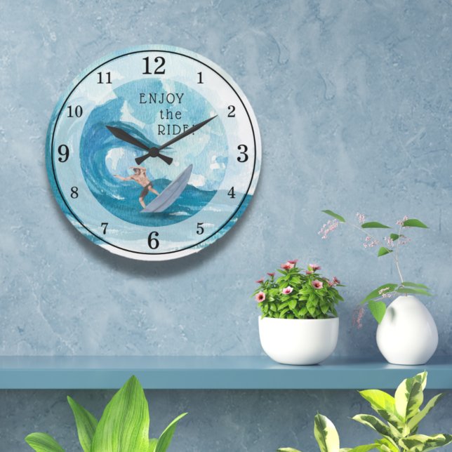 Grande Horloge Ronde Surfer | Profitez de l'horloge murale acrylique de (Créateur téléchargé)