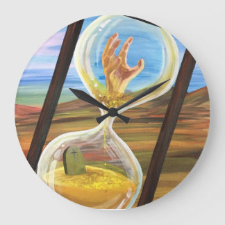 Grande Horloge Ronde Surreal Hourglass Memento Mori Dark Gothic Desert 