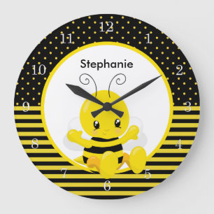 Grande Horloge Ronde Sweet Baby Bee Nom personnalisé