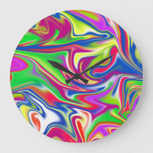 Grande Horloge Ronde "Sweet Swirls : The Bubblegum Marble Delft"
