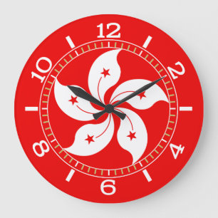 Grande Horloge Ronde Symbole de Hong Kong White Orchid