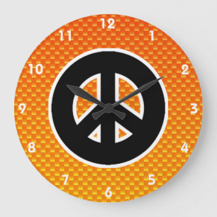 GRANDE HORLOGE RONDE SYMBOLE DE LA PAIX JAUNE ORANE