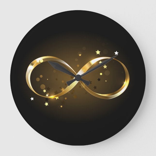 Grande Horloge Ronde Symbole d'infini doré (Recto)