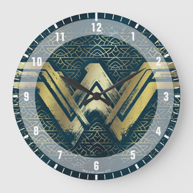 Grande Horloge Ronde Symbole d'or brossé Wonder Woman (Recto)