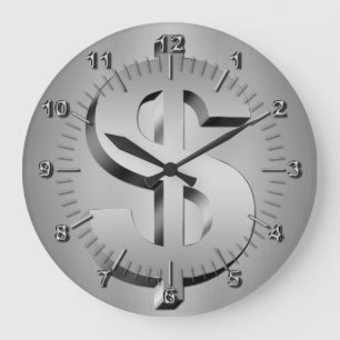 Grande Horloge Ronde symbole du dollar