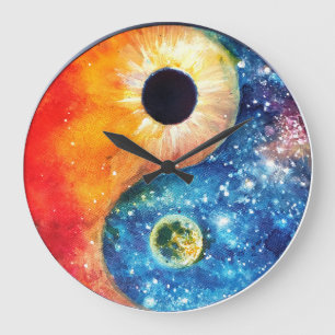 Grande Horloge Ronde symbole du yin-yang