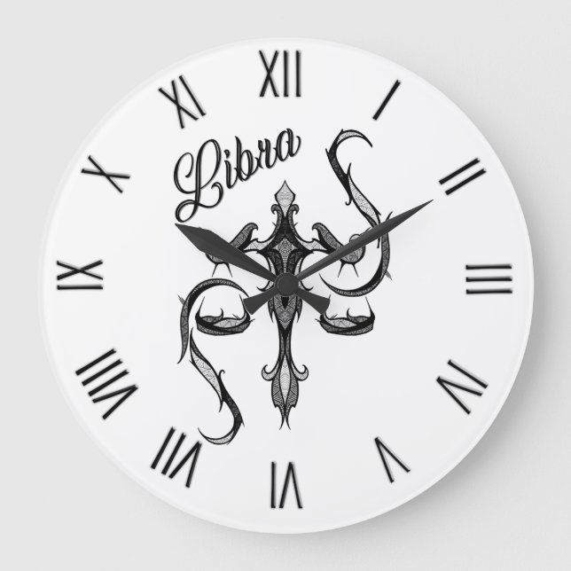 Grande Horloge Ronde Symbole du Zodiaque de la Libra avec des chiffres  (Recto)