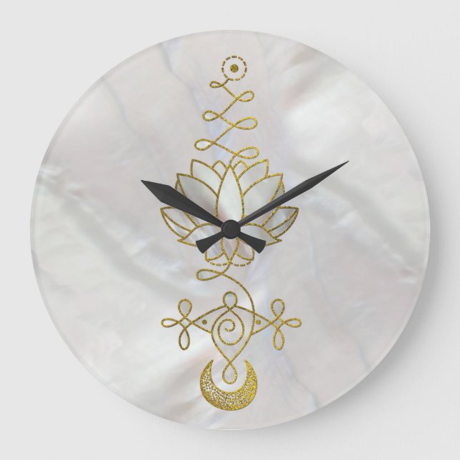 Grande Horloge Ronde Symbole Pastel Pearl Unalome Lotus (Recto)