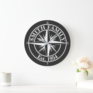 Grande Horloge Ronde Symbole personnalisable du monogramme étoile de la