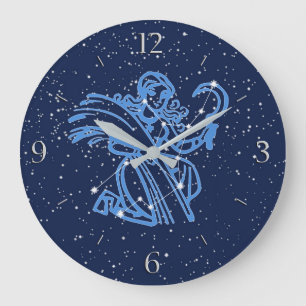 Grande Horloge Ronde Symbole Virgo Constellation et Zodiac avec étoile