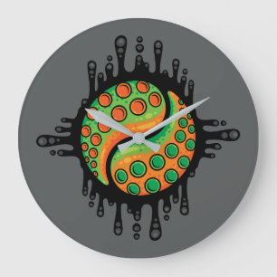 Grande Horloge Ronde Symbole Yin Yang Tentacle Tentacle Tentacle Octopu