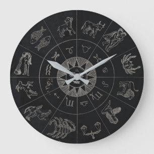 Grande Horloge Ronde SYMBOLE Zodiaque vintage Horoscope Astrologie
