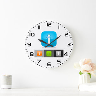 Grande Horloge Ronde Symboles modernes d'information brillante