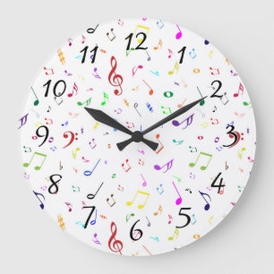 Grande Horloge Ronde Symboles musicaux en arc-en-ciel