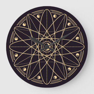 Grande Horloge Ronde Symboles Wiccan