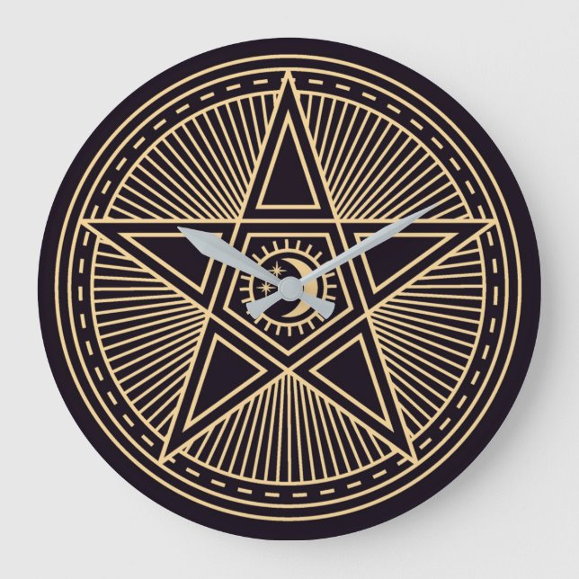 Grande Horloge Ronde Symboles Wiccan (Recto)