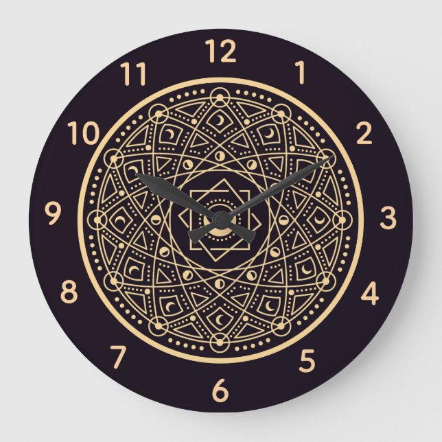 Grande Horloge Ronde Symboles Wiccan (Recto)