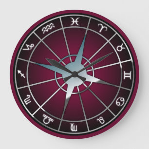 Grande Horloge Ronde Symboles zodiaques Astrologie Signes Horoscope
