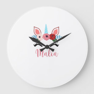Grande Horloge Ronde T-Shir Licorne Florale Magique Malia Mignon Pour F