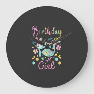 Grande Horloge Ronde T-shirt de fête d'anniversaire de filles à motif f