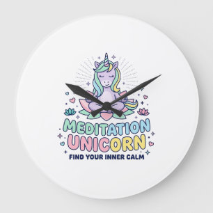 Grande Horloge Ronde T-Shirt de typographie gras Licorne Méditation Lic