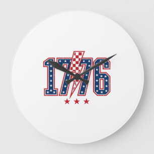 Grande Horloge Ronde T-shirt graphique vintage éclair patriotique 1776_