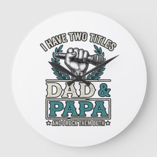 Grande Horloge Ronde T-shirt micro vintage titres Papa et Papa rock_