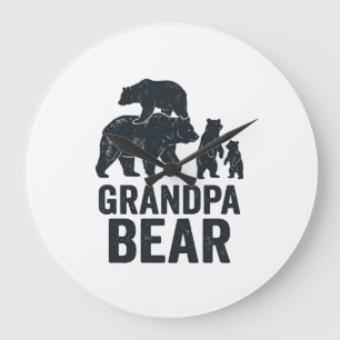 Grande Horloge Ronde T-shirt ours ours papy vintage gravure famille our