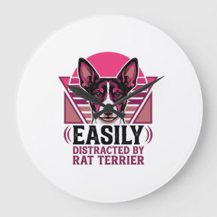 Grande Horloge Ronde T-shirt pour chien Rat Terrier Vintage facilement