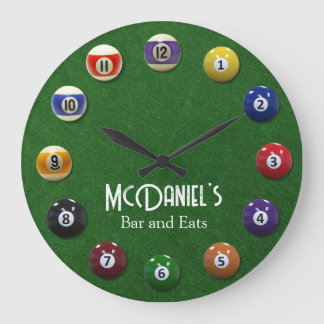 Grande Horloge Ronde Table de billard personnalisée