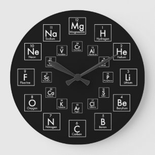 GRANDE HORLOGE RONDE TABLE DES ÉLÉMENTS PÉRIODIQUE - 24 HEURES