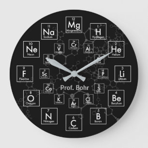 GRANDE HORLOGE RONDE TABLE DES ÉLÉMENTS PÉRIODIQUE - 24 HEURES